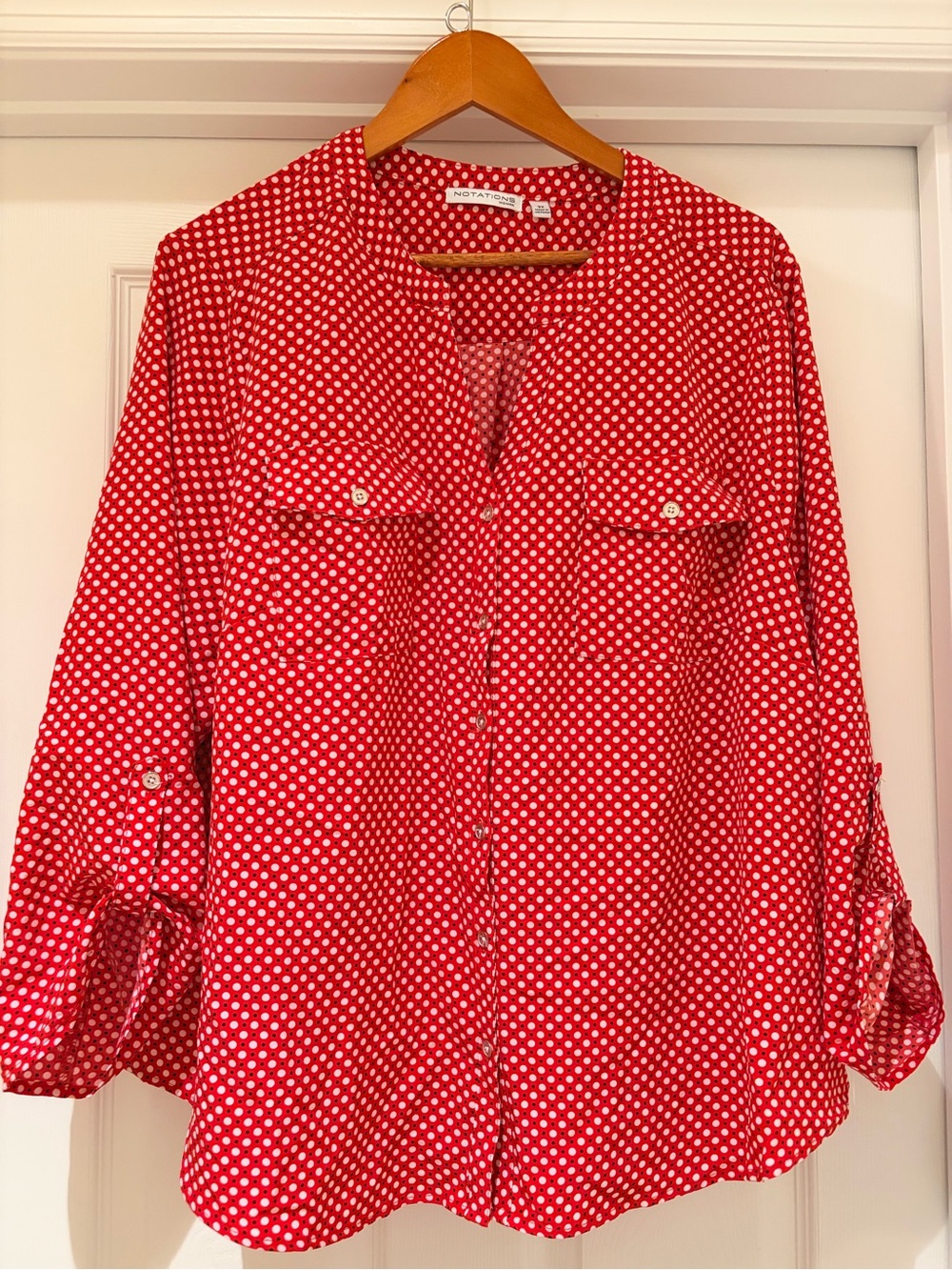 Notations Red Polka Dot Button-Down Shirt